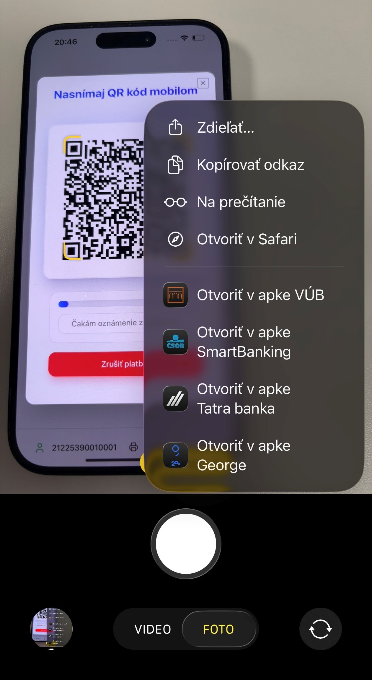 QR Platby mobilná aplikácia